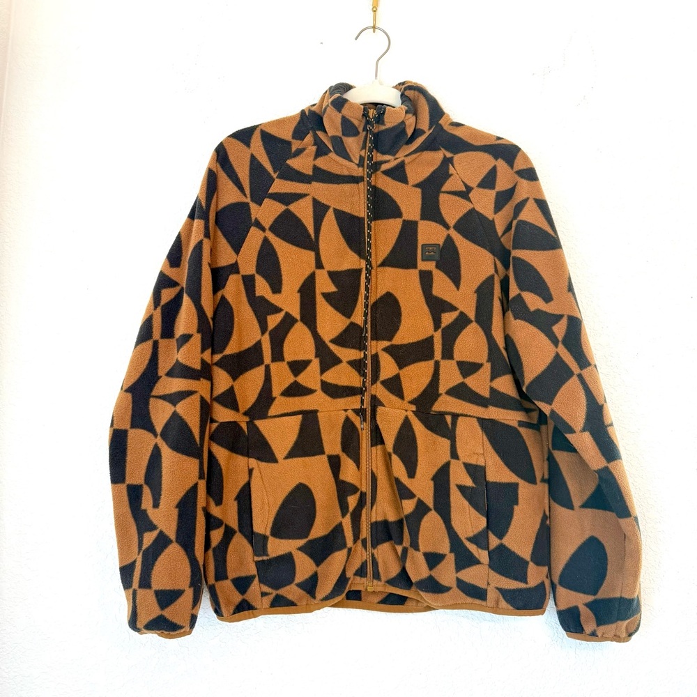 Billabong Geometric Black and Tan Teddy Jacket
